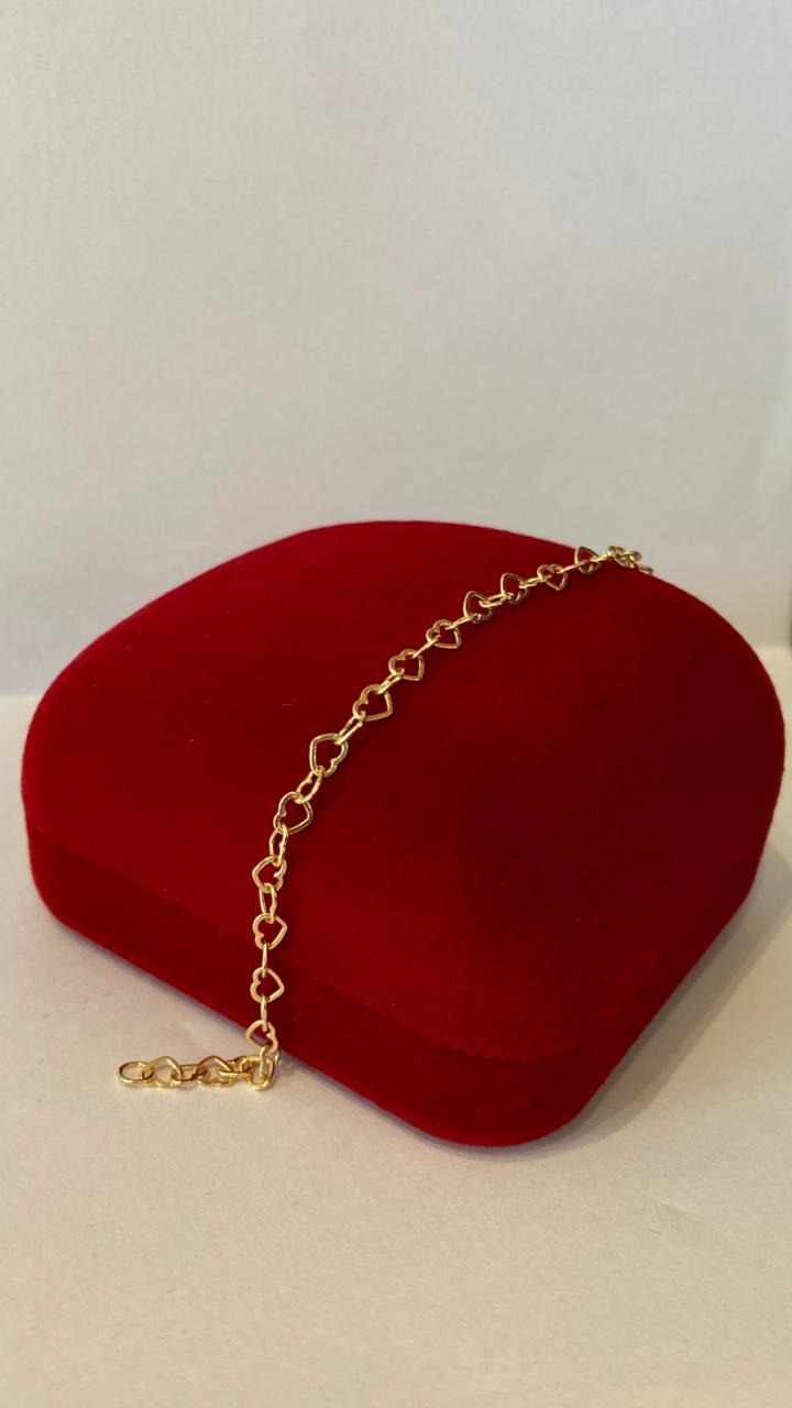 Pulseira em Ouro 18k Elos Corações
