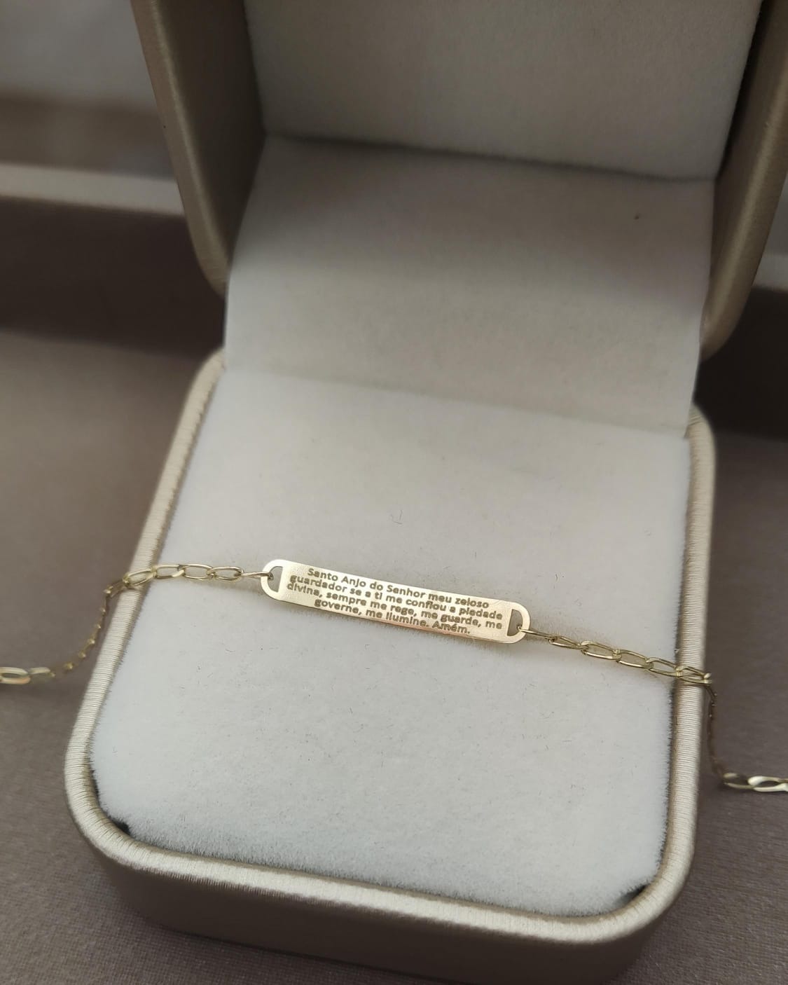 Pulseira em Ouro 10K Inf. Placa Santo Anjo