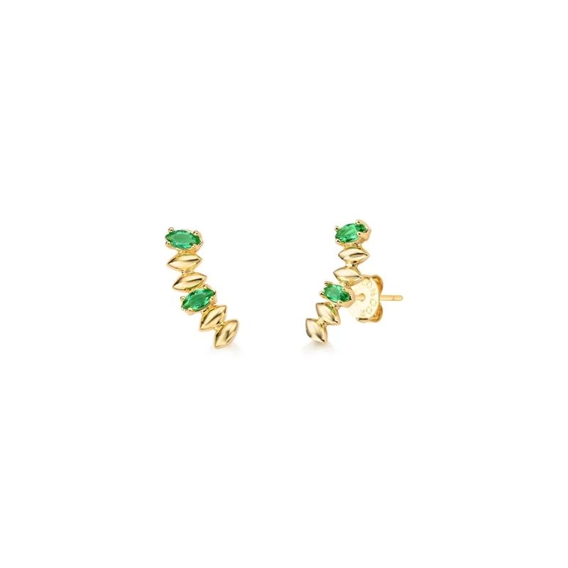 Brinco em Semijoia Earcuff com Zircônias Verde