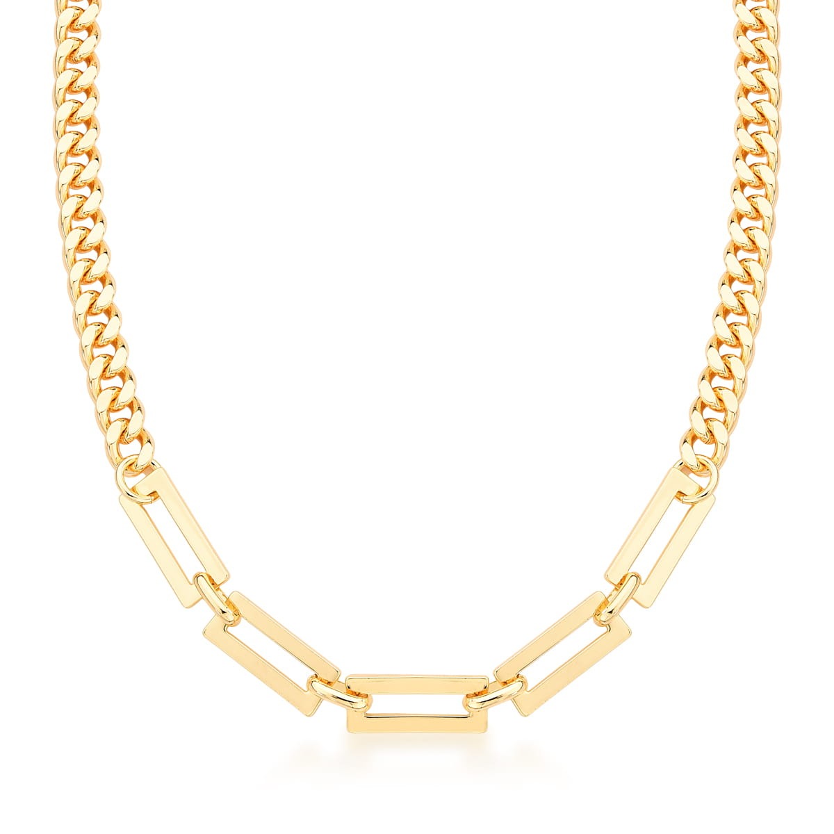 Colar em Semijoia com Elos Grumet e Retangulares