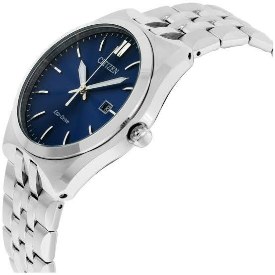 Relógio Citizen Masculino Corso Eco-Drive Prateado com Mostrador Azul BM7330-59L