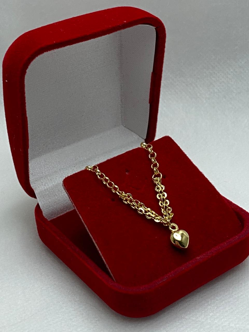 Pulseira em Ouro 18K com Pingente de Coração