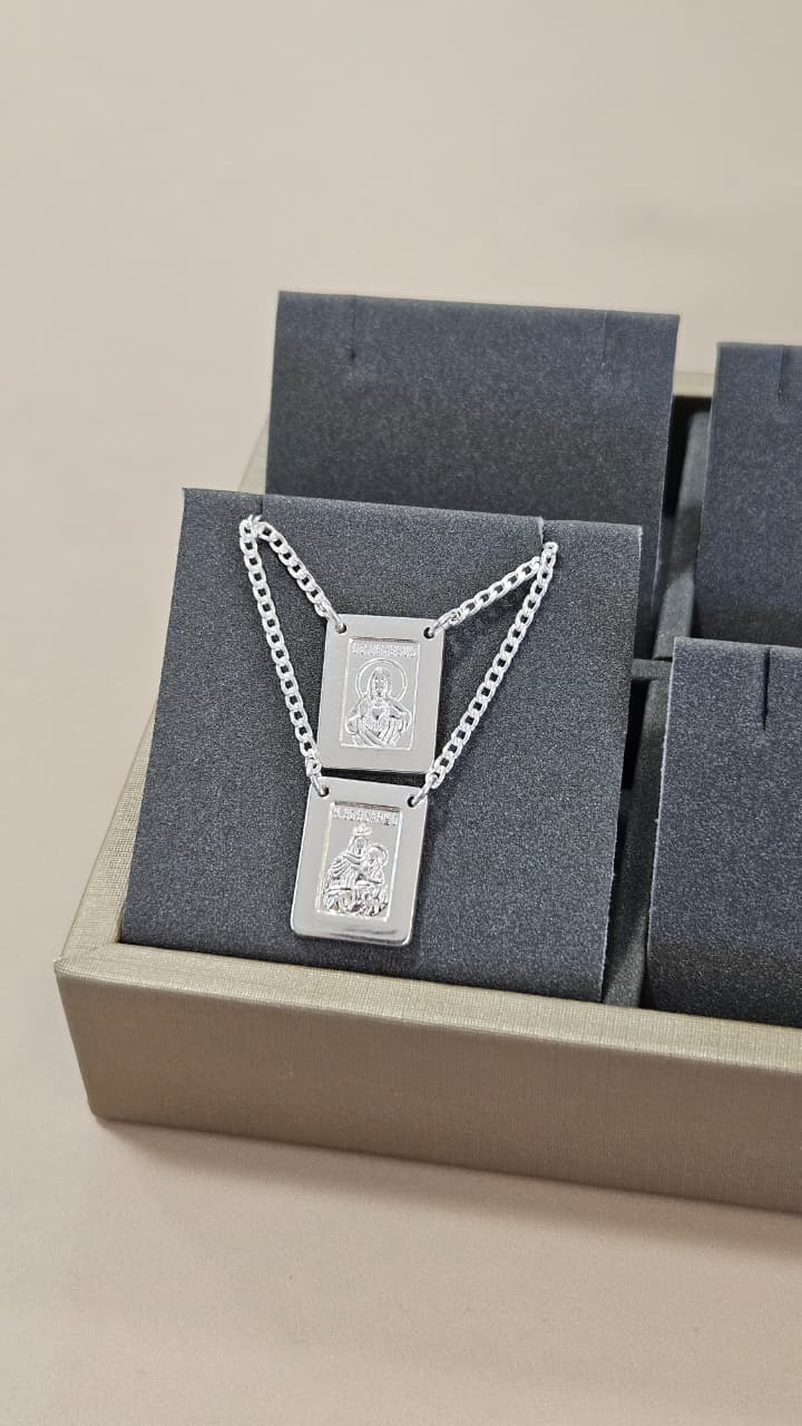 Escapulário em Prata Italiana Elo grumet