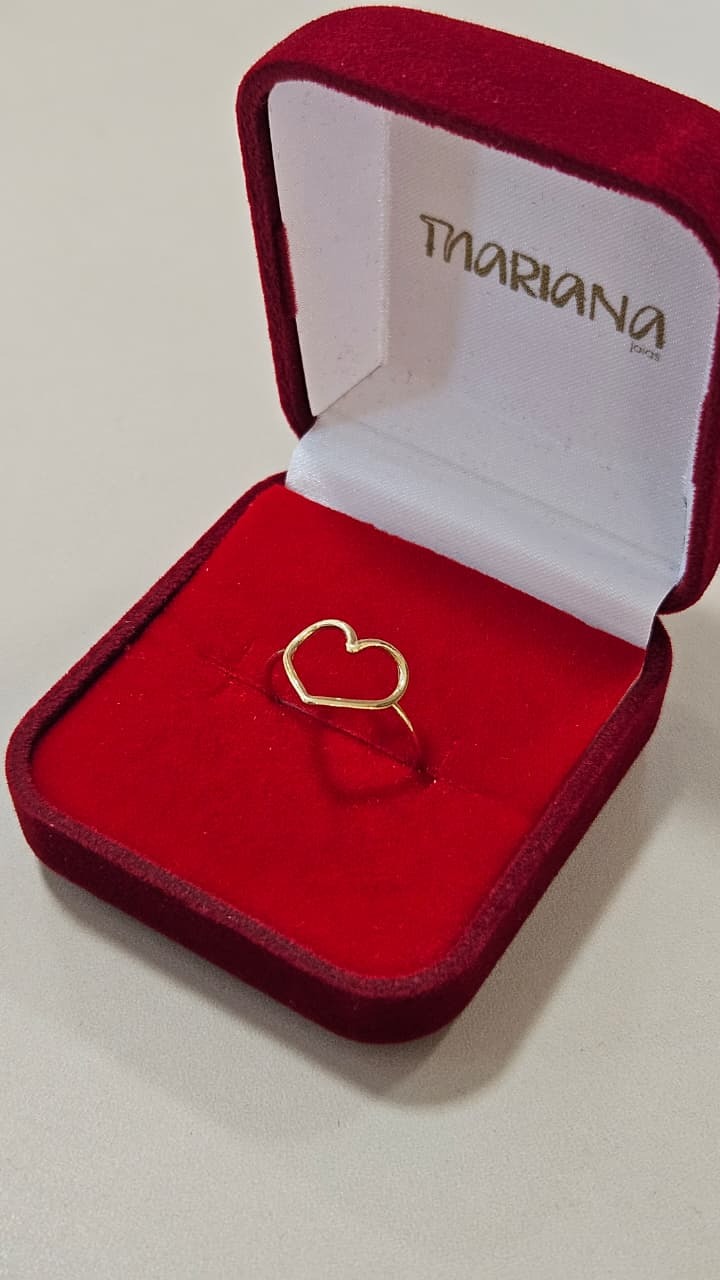 Anel em Ouro 18K Coração Vazado grande