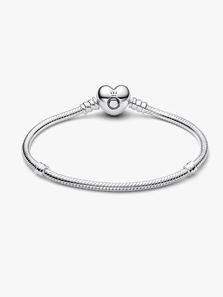 Bracelete Pandora Pulseira De Prata E Fecho Coração