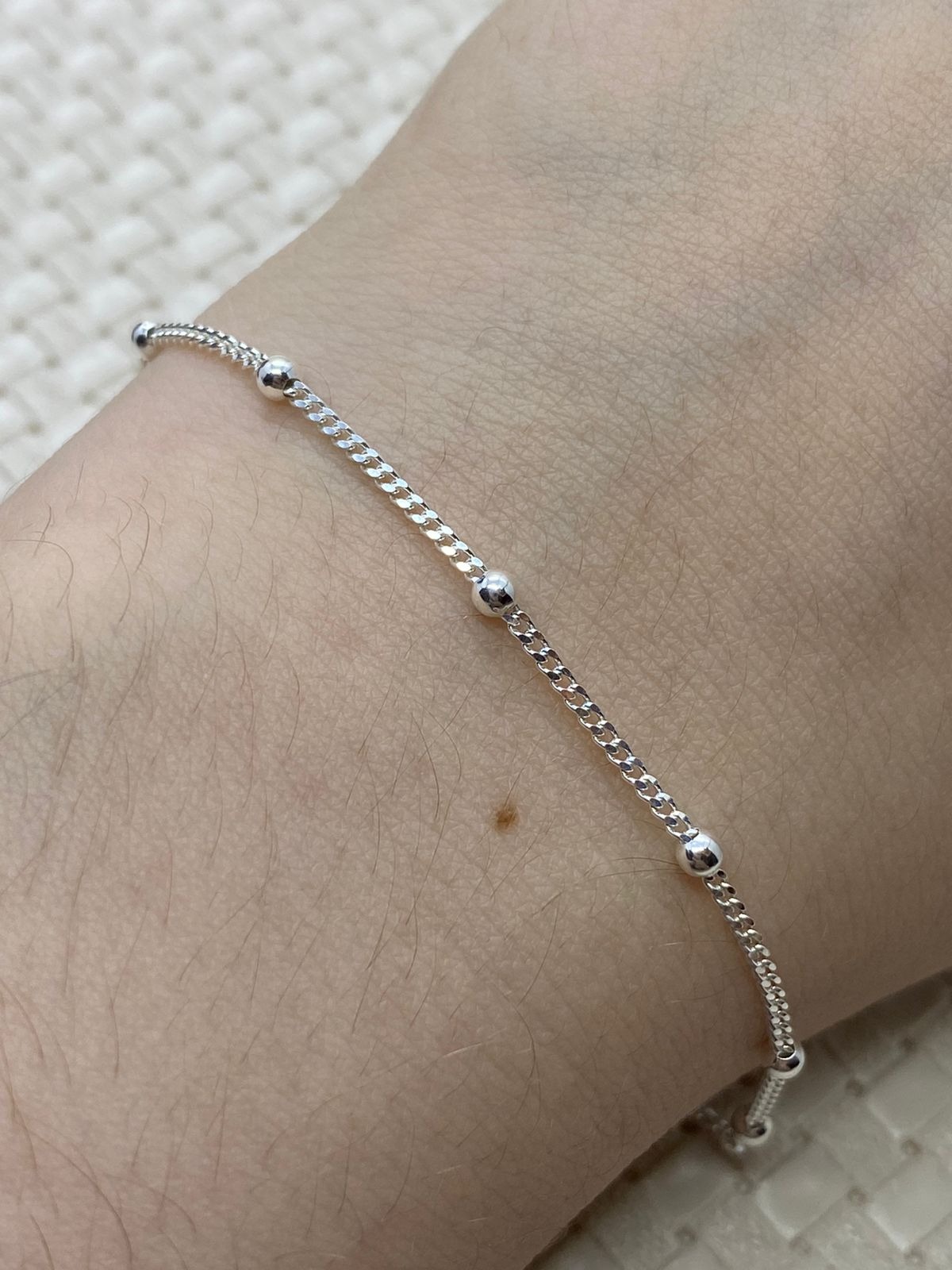 Pulseira em Prata Elo Grumet Bolinhas