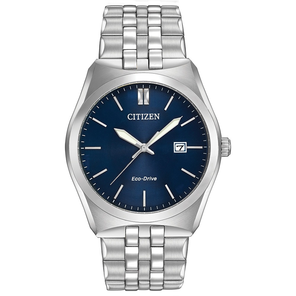Relógio Citizen Masculino Corso Eco-Drive Prateado com Mostrador Azul BM7330-59L