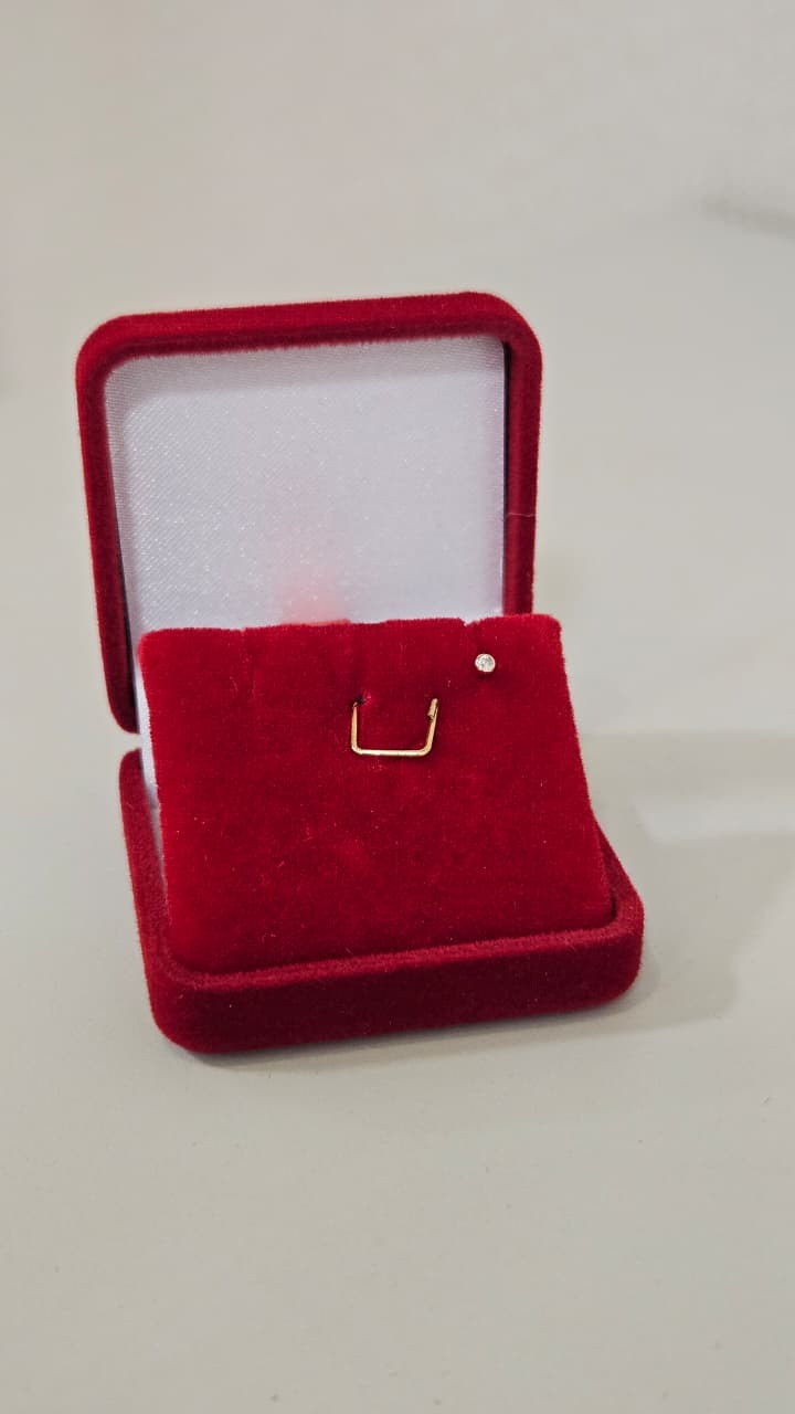 PIERCING DE OURO 18K NARIZ/ORELHA COM ZIRCÔNIA 3MM
