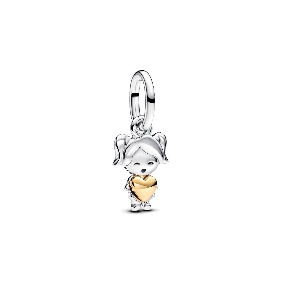 Charm em Prata Pendente Menina em Prata e Banho de Ouro 14k