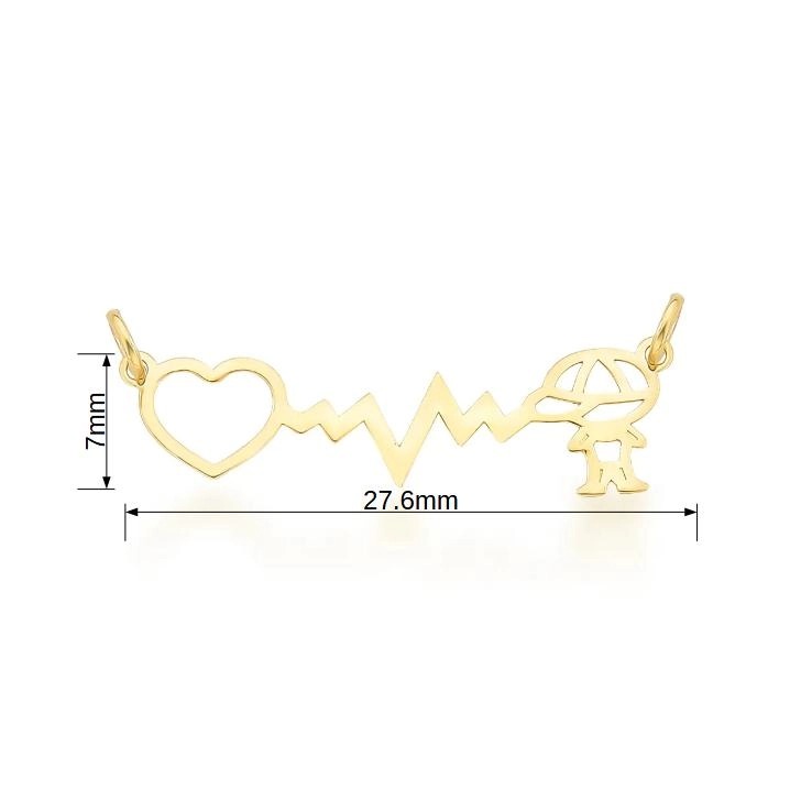 Pingente em Ouro 10K MENINO BATIMENTOS CORAÇÃO
