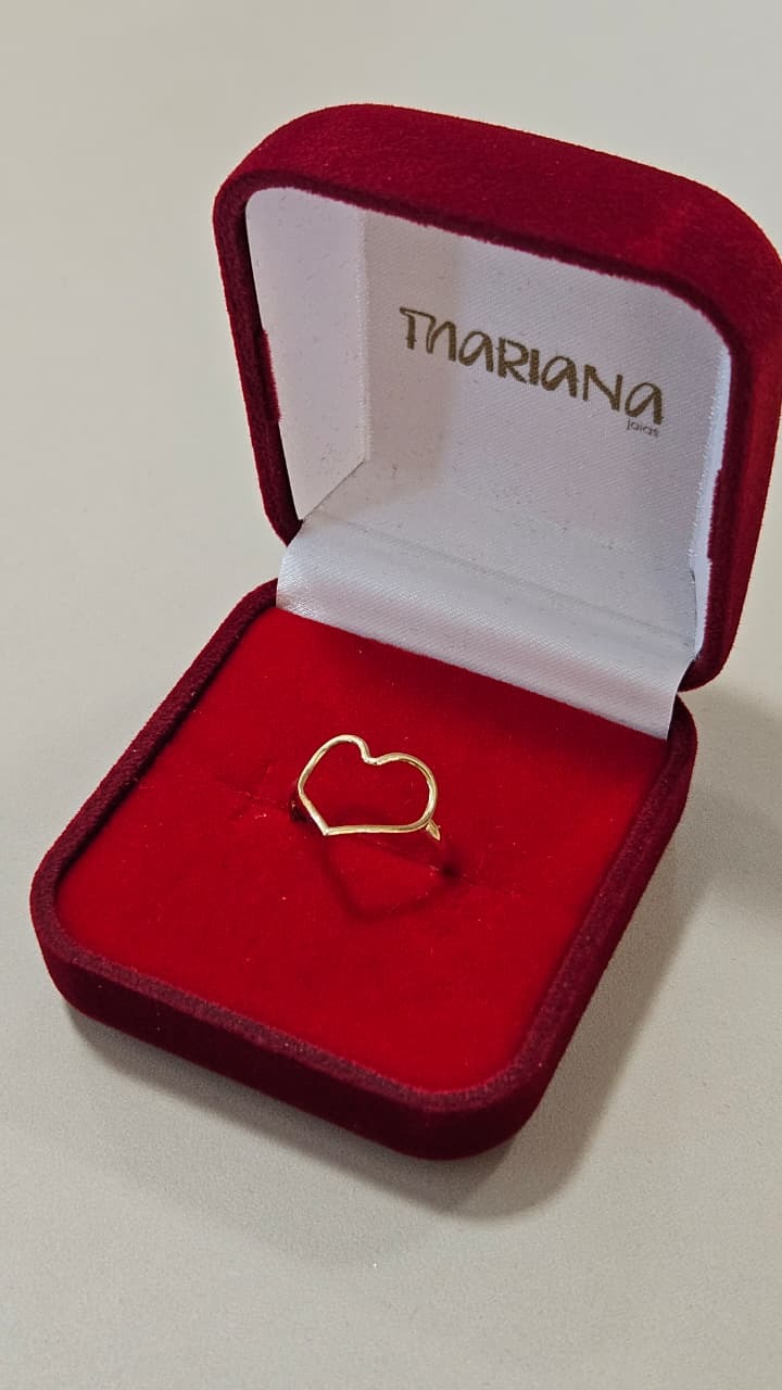 Anel em Ouro 18K Coração Vazado 