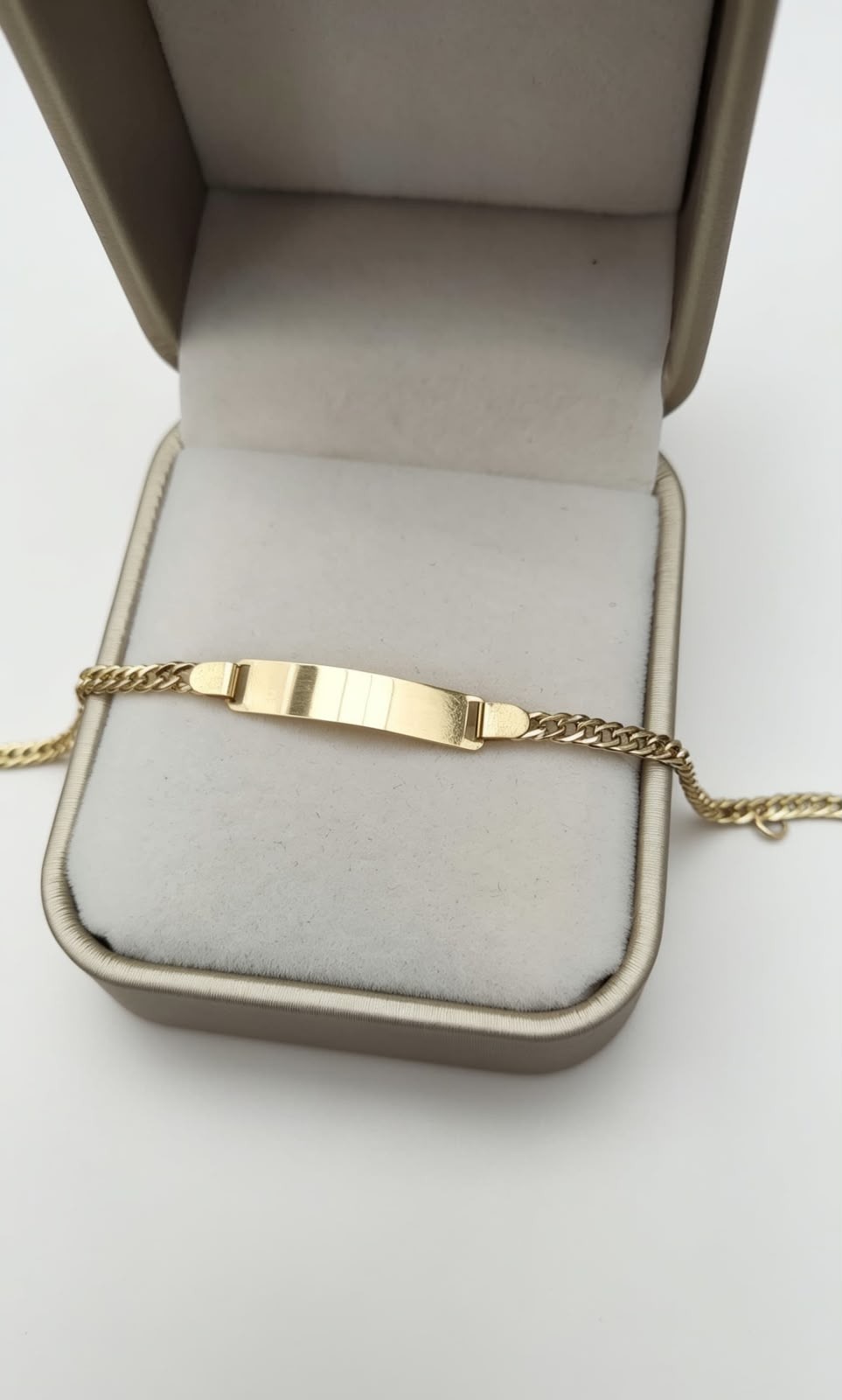 Pulseira em Ouro 18k Infantil Elo Grumet Dupla Placa