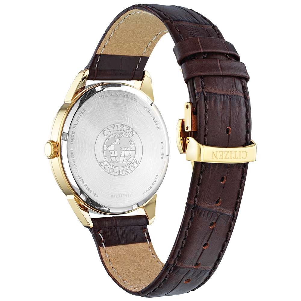 Relógio Citizen Masculino Rolan Eco-Drive Dourado com Pulseira de Couro Marrom AW0092-07Q