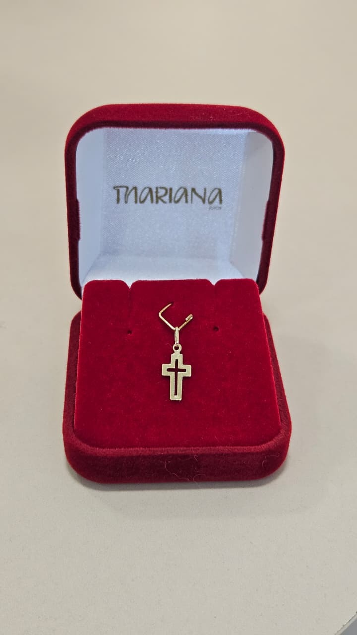  Pingente em Ouro 18K Cruz Vazada 11mm