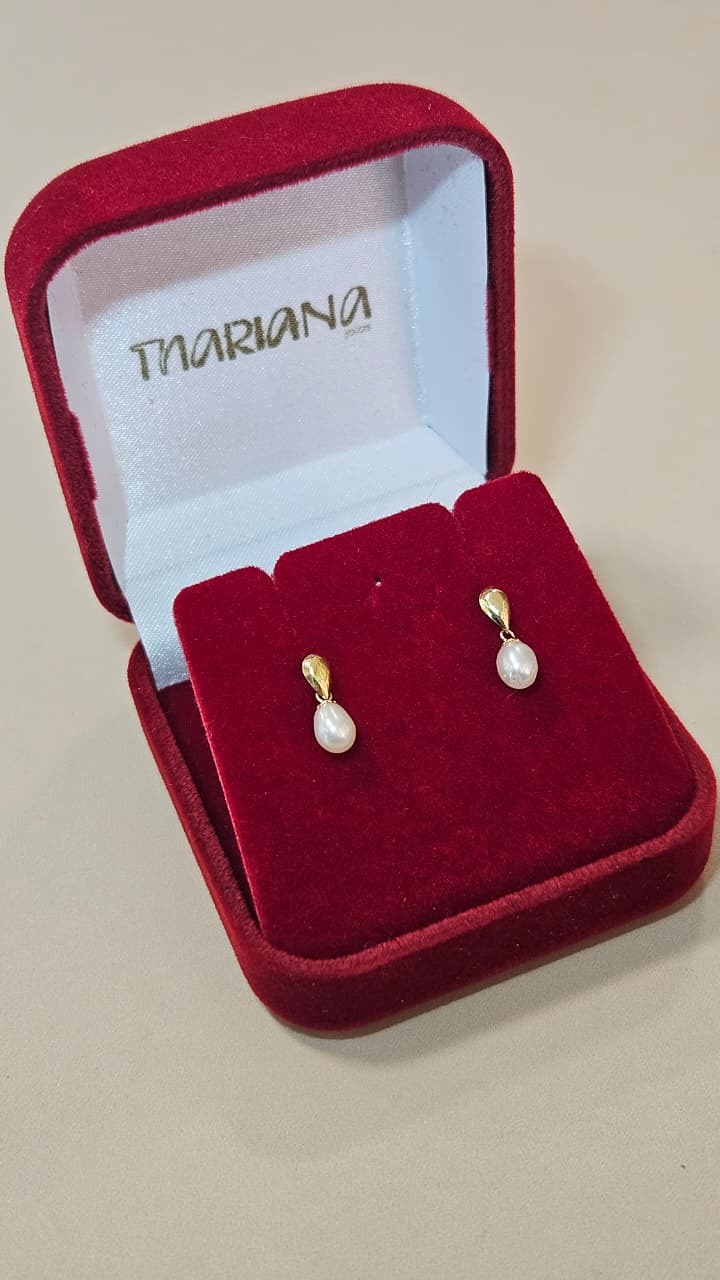 Brinco em Ouro 18k Pendurado com Pérola