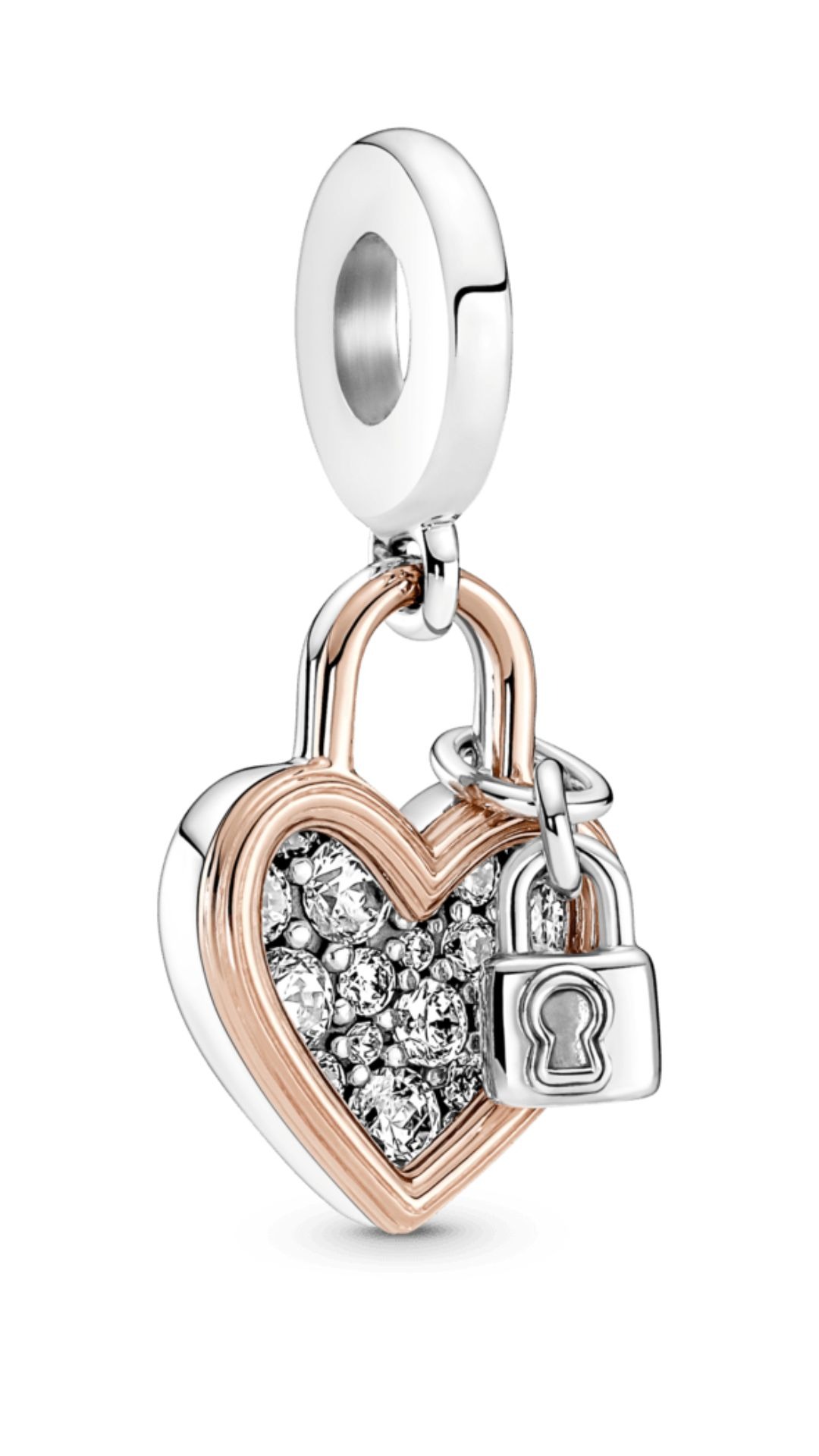 Charm Pendente Coração e Cadeado em Dois Tons Pandora