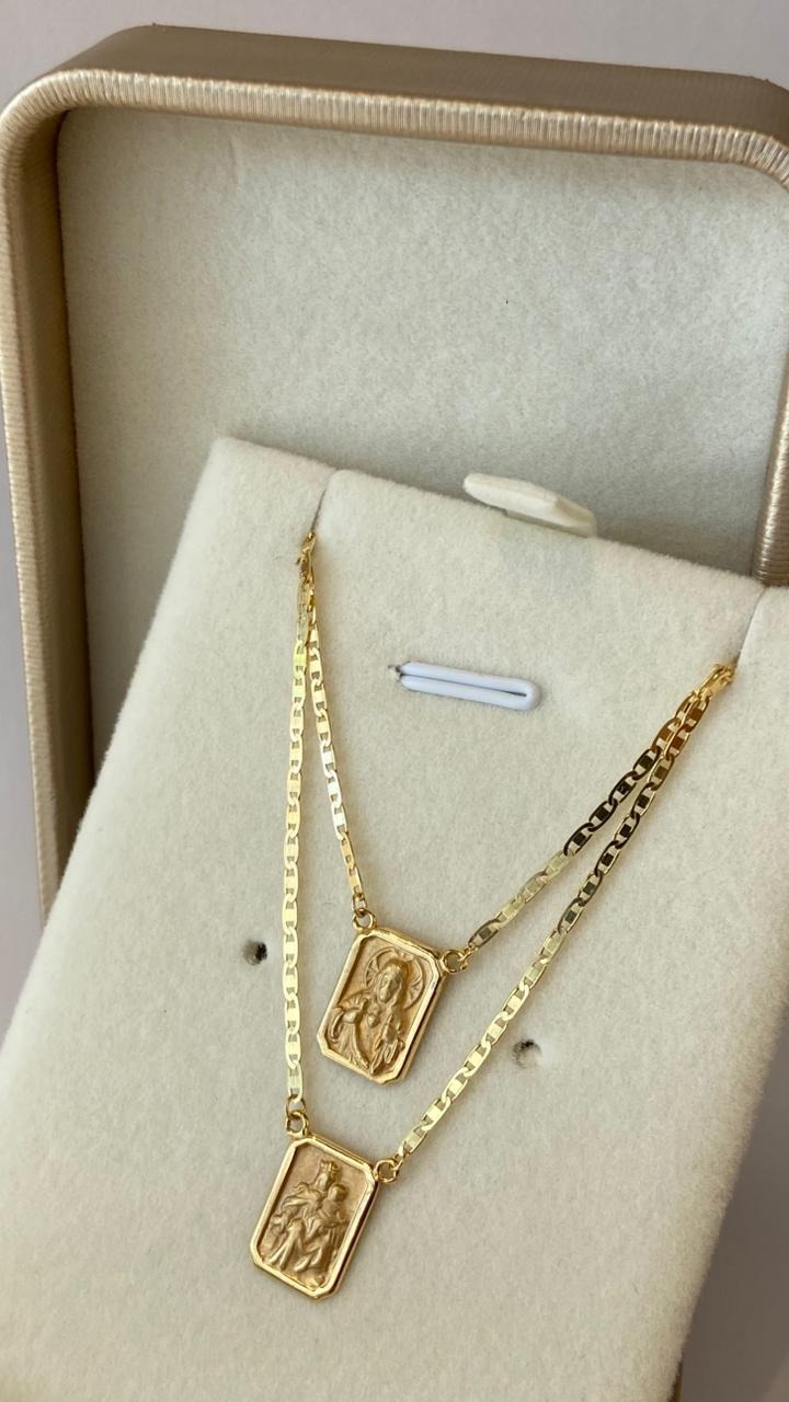 Escapulário em Ouro 18k Elo Corrente Piatrine
