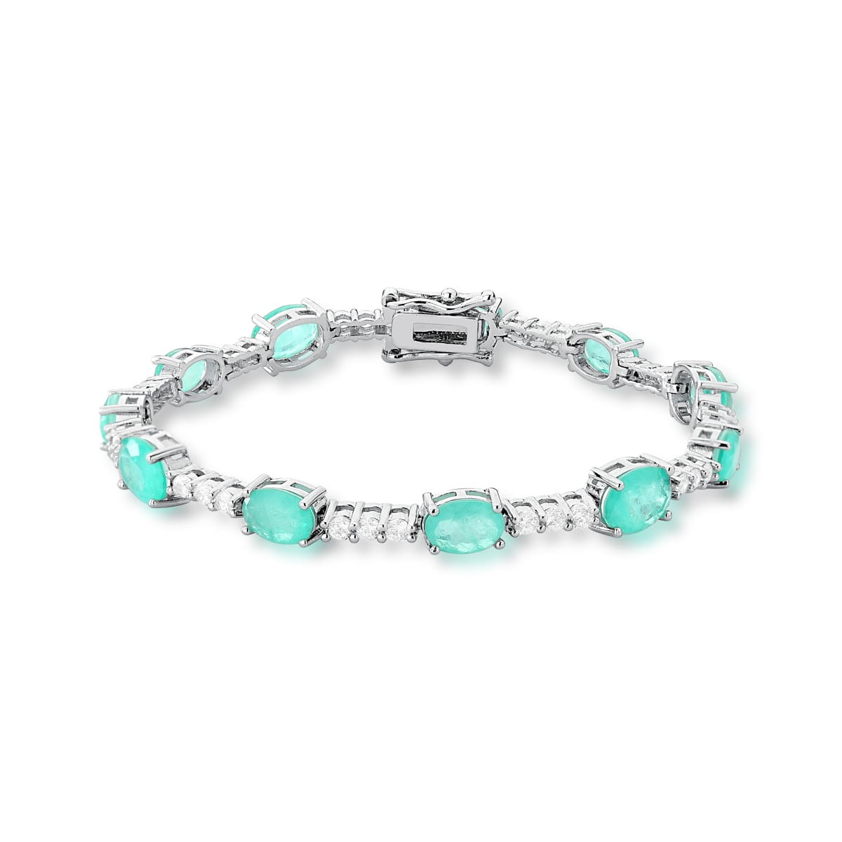 Pulseira Banho de Ródio Riviera com Cristais Ovais