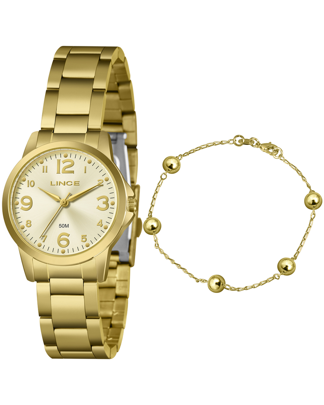 Kit Relógio Lince Feminino  LRG4847L32 DOURADO