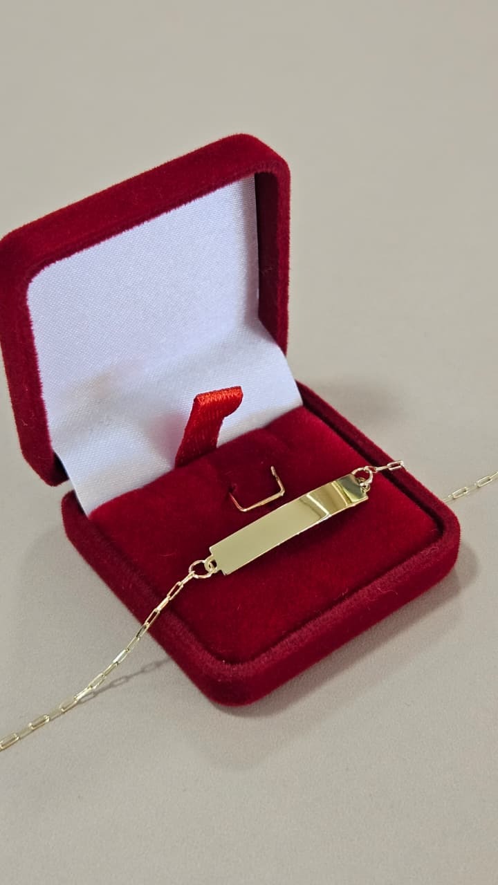 Pulseira em Ouro 18k Elo Placa Infantil