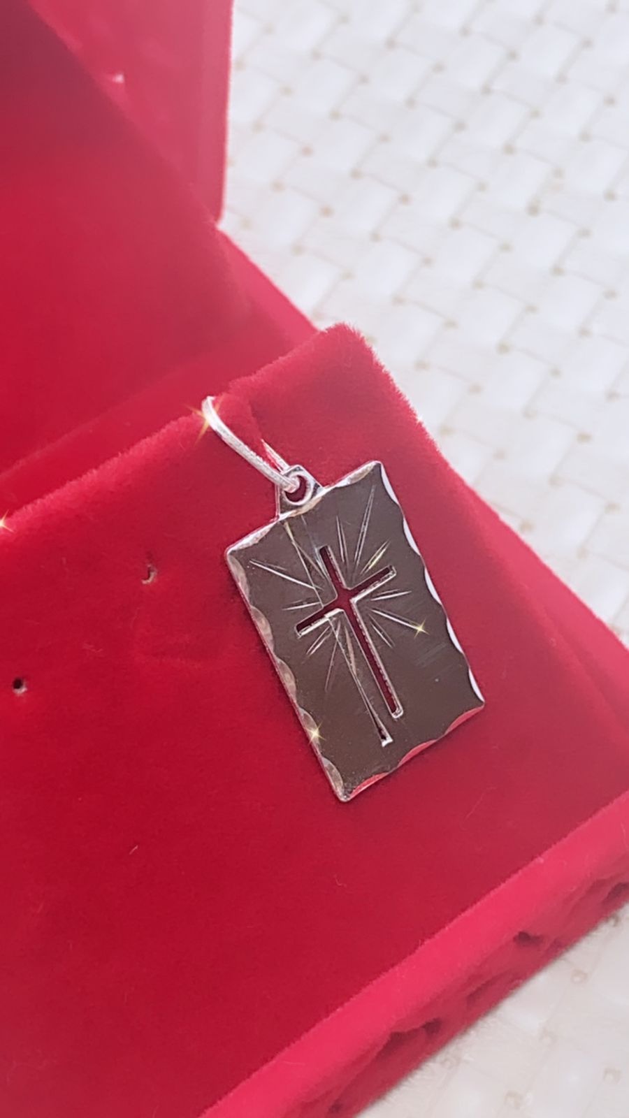  Pingente em Prata Placa Cruz Vazada 30mm