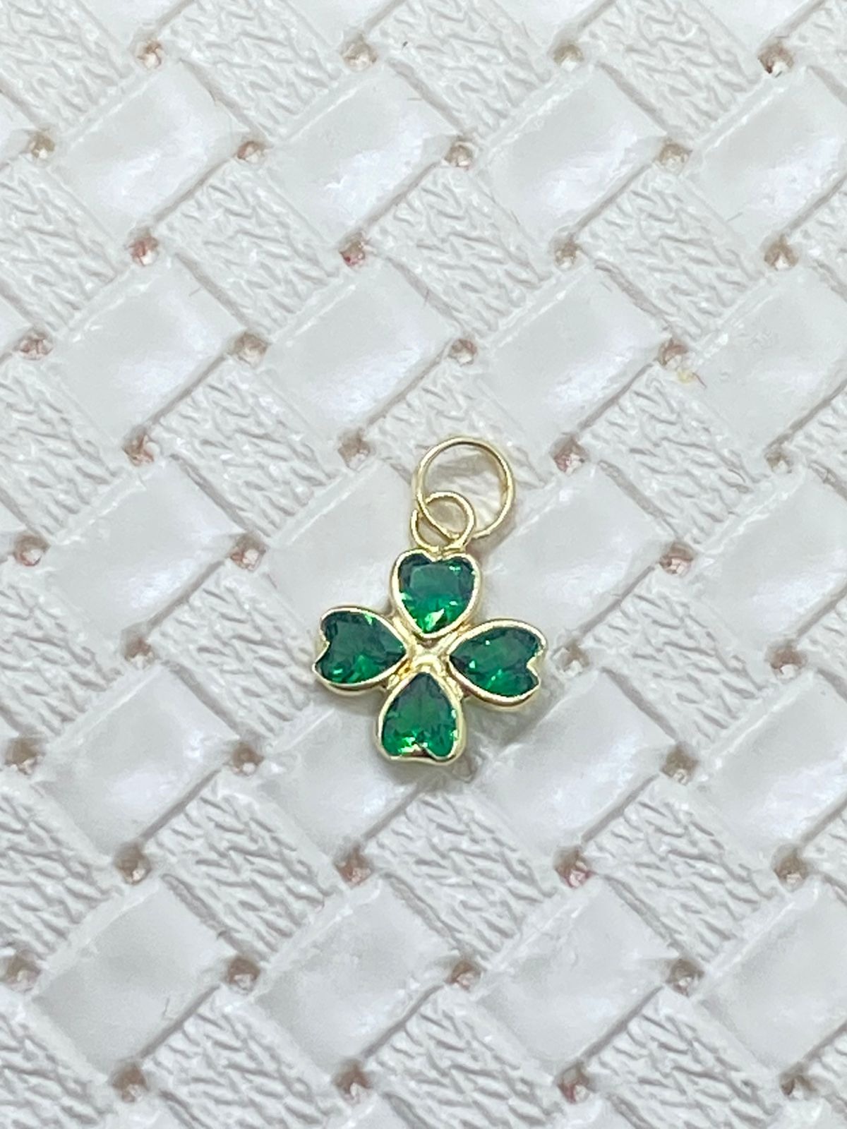 Pingente em Ouro 18K Trevo Zircônia Verde