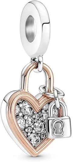 Charm Pendente Coração e Cadeado em Dois Tons Pandora