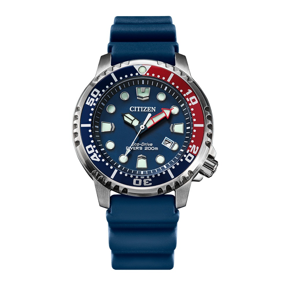 Relógio Citizen Masculino Promaster Dive Eco-Drive Azul e Vermelho BN0168-06L