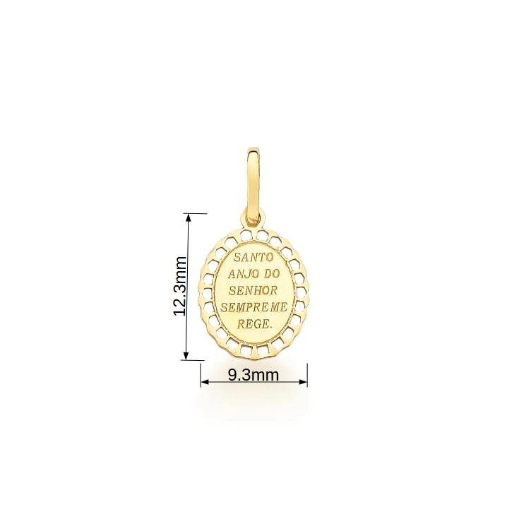 Pingente em Ouro 10K Oração Santo Anjo
