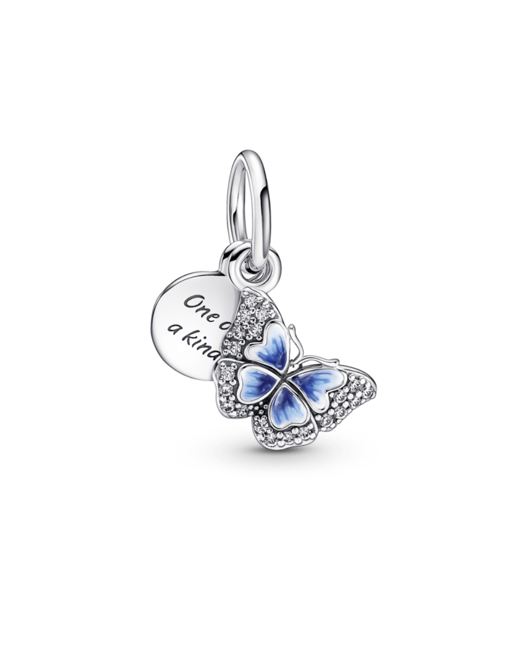 Charm Prata Pendente Borboleta Azul