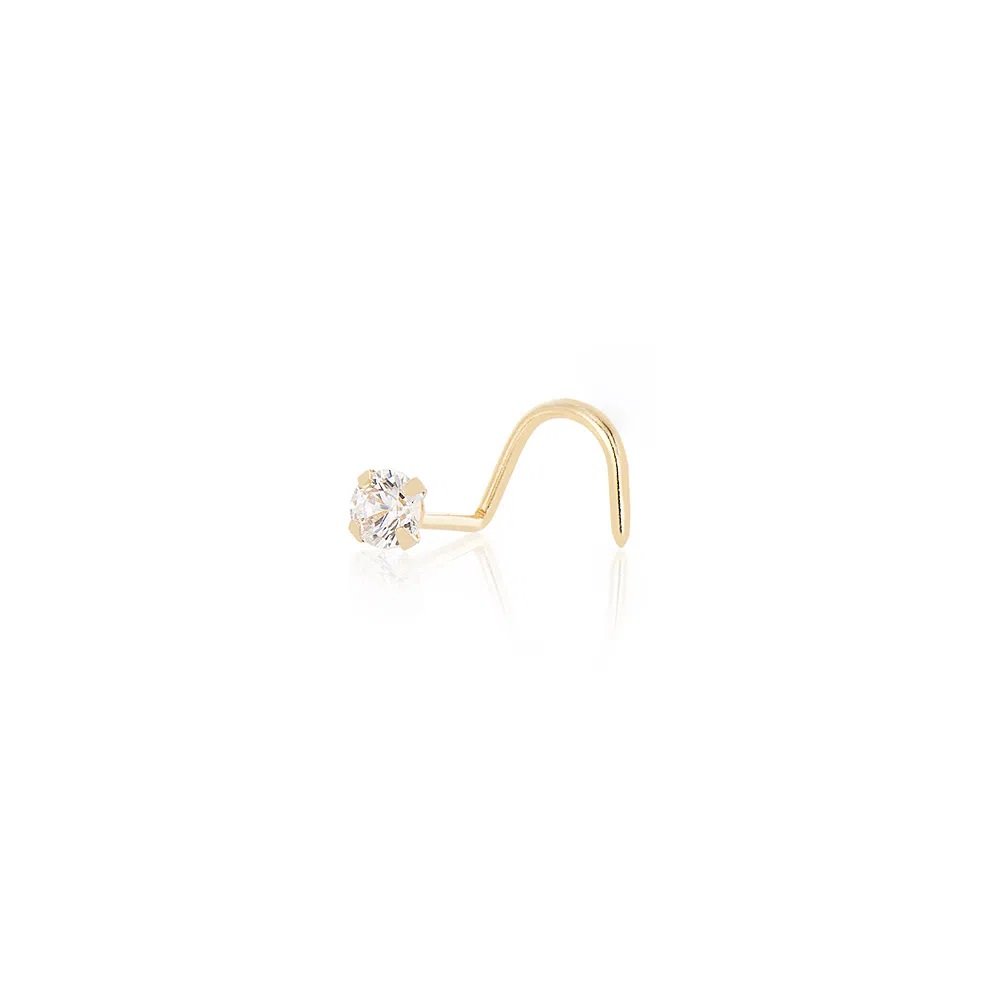 PIERCING DE OURO 18K NARIZ/ORELHA COM ZIRCÔNIA 3MM