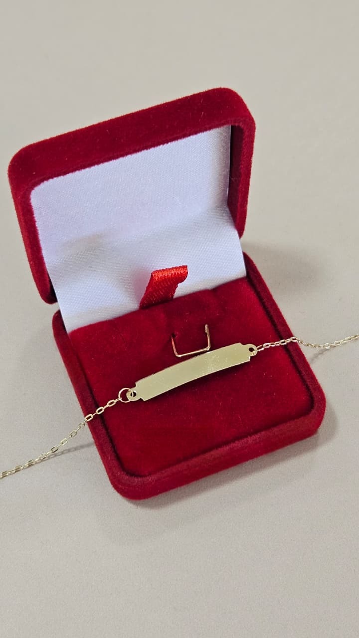 Pulseira em Ouro 18k Elo Cartier Placa Infantil