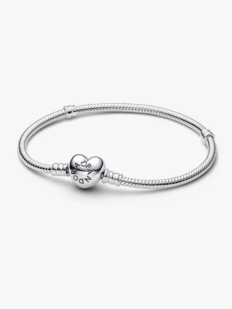 Bracelete Pandora Pulseira De Prata E Fecho Coração