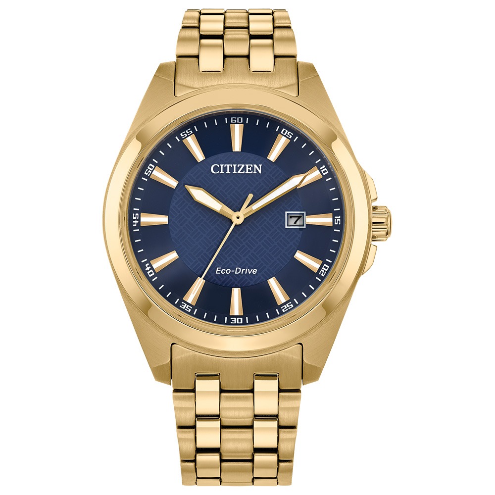 Relógio Citizen Masculino Peyten Eco-Drive Dourado com Mostrador Azul BM7532-54L