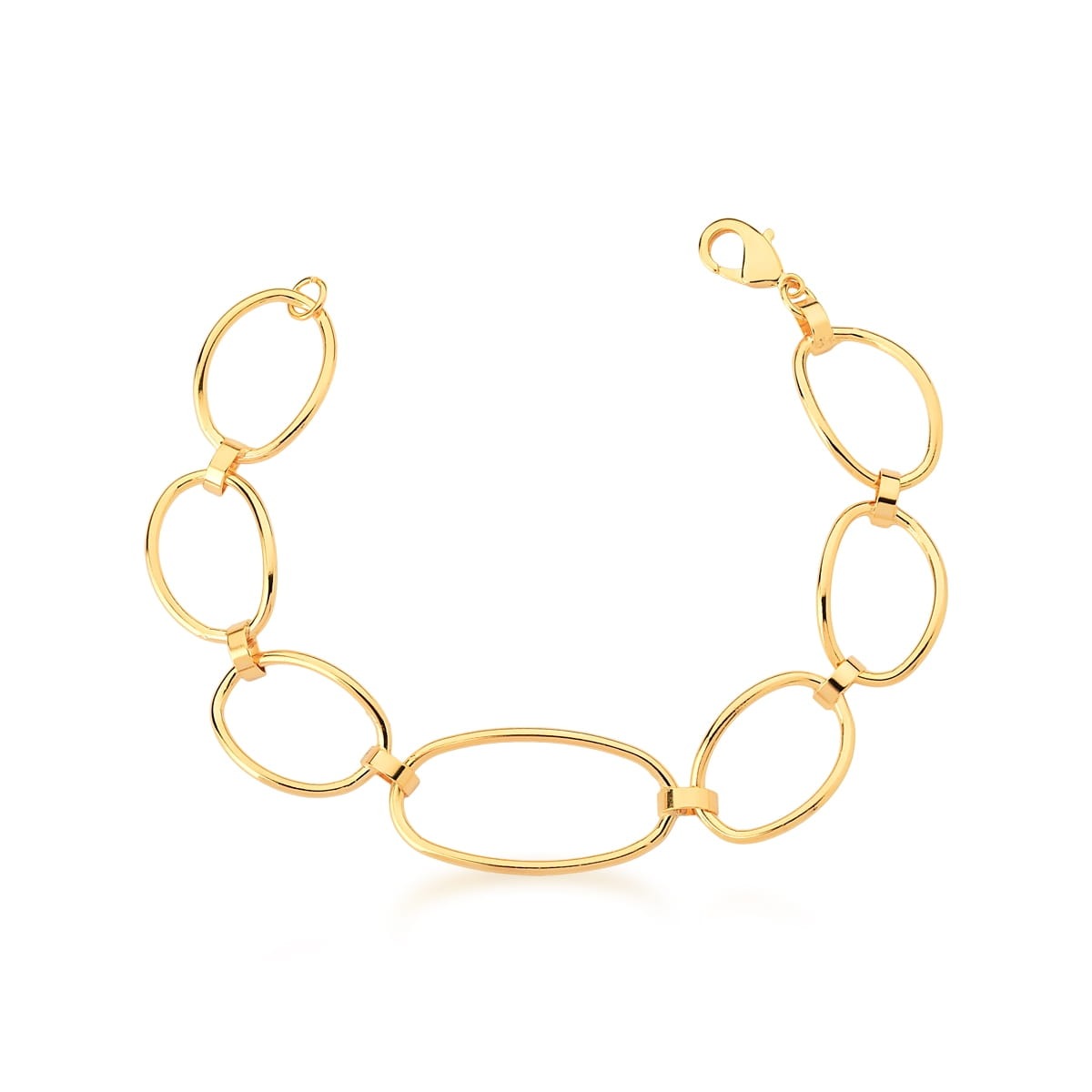 Pulseira em Semijoia com Elos Ovais Lisos 