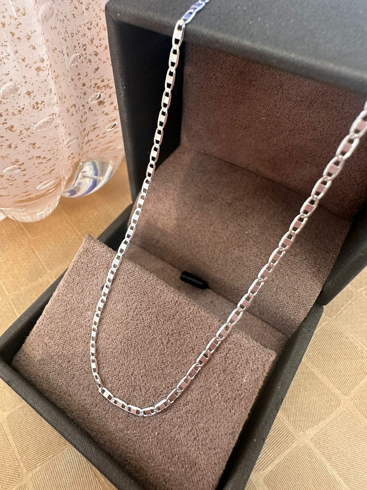 Corrente em Prata 60cm Piastrine Fina