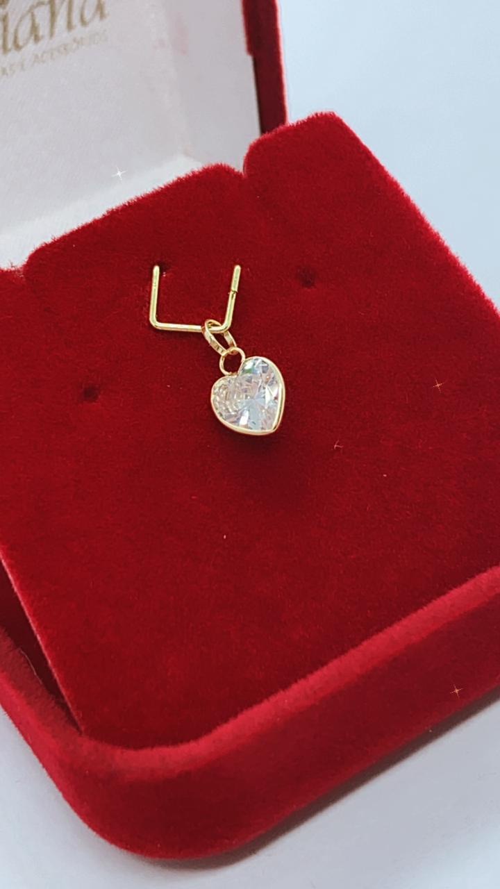 Pingente em Ouro 18K Coração Zircônia Branca 12mm