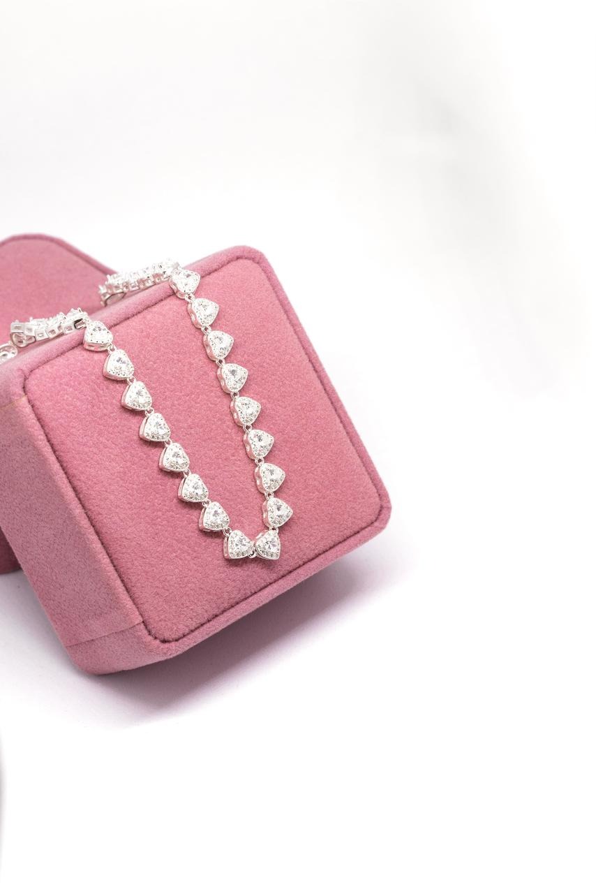 Corrente em Prata Corações Riviera Zircônias Branca