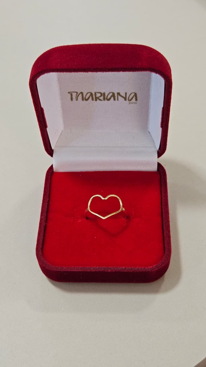 Anel em Ouro 18K Coração Vazado 