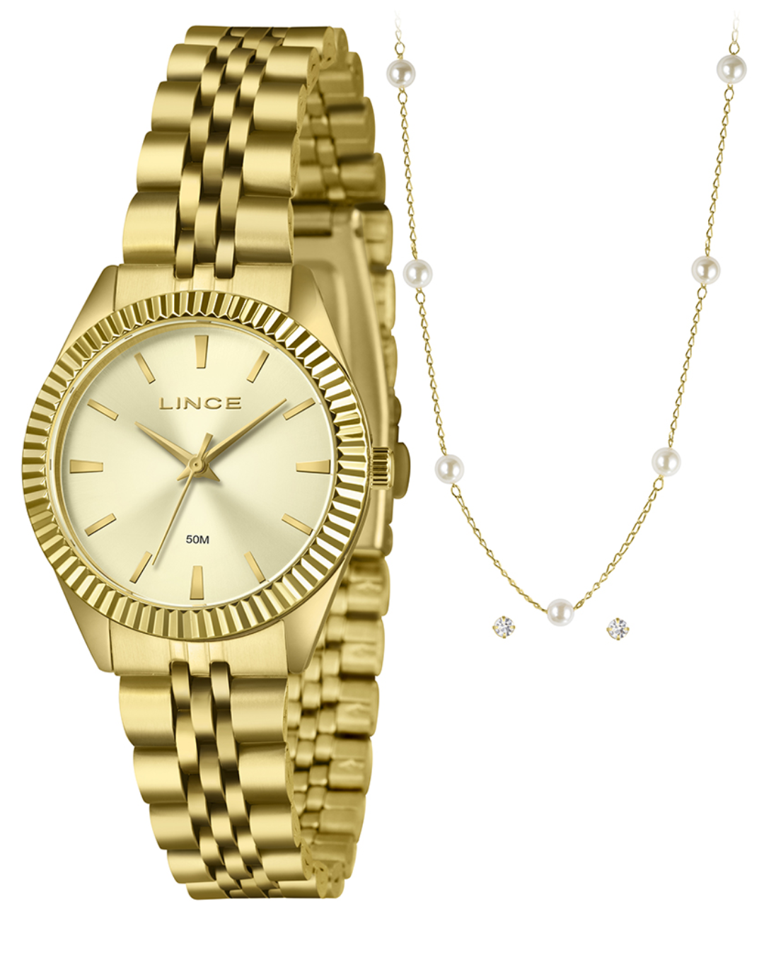  Kit Relógio Lince Feminino LRGM064L32 DOURADO