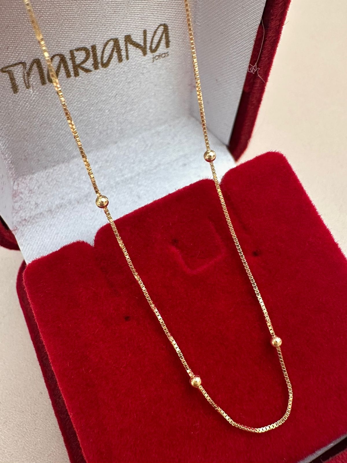 Corrente em Ouro 18K Veneziana Bolinhas 40cm