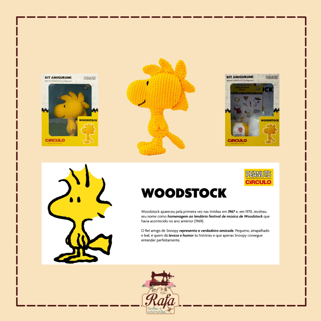 Kit Amigurumi Coleção Peanuts Círculo - Woodstock