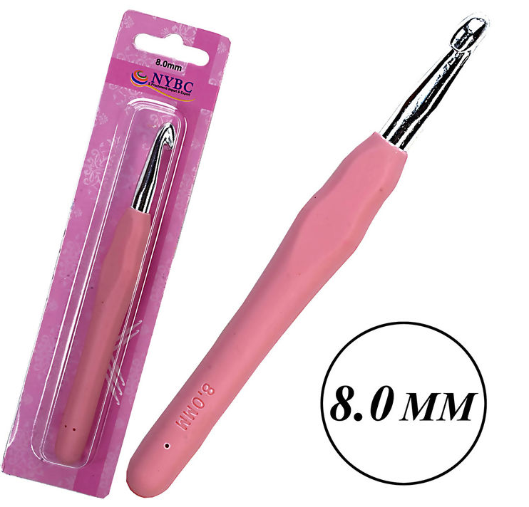 Agulha de Crochê Cabo Emborrachado Tipo Soft - 8.0 mm
