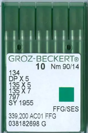 Agulha De Maquina Groz Beckert Para Costura Cabo Grosso C/10und - 90/14