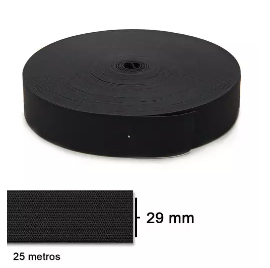 Elastico Jaraguá Preto Zanotti N.30 29mm rolo com 25 mts