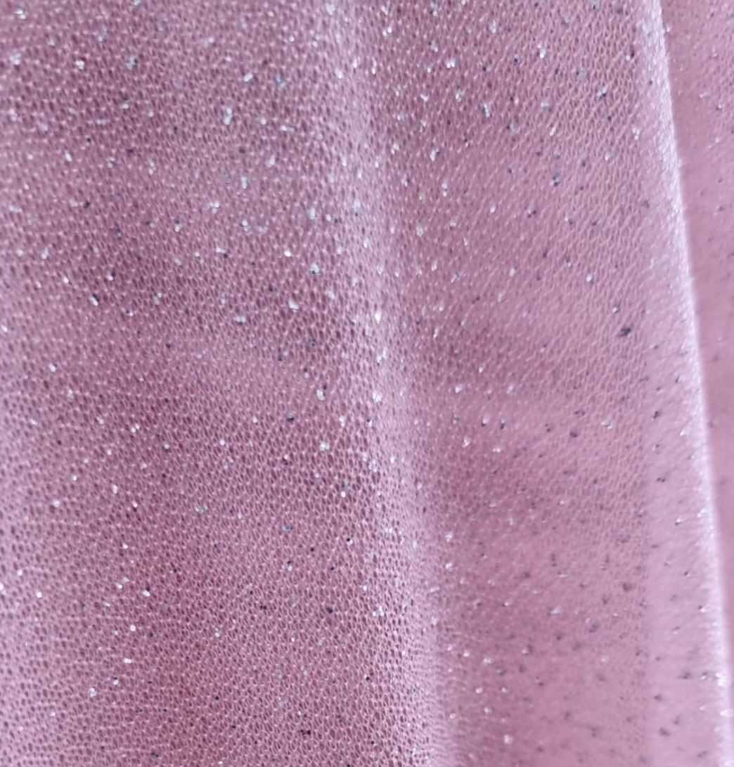 Tule Glitter Aurora 100% Poliéster 1,5L - Rosê